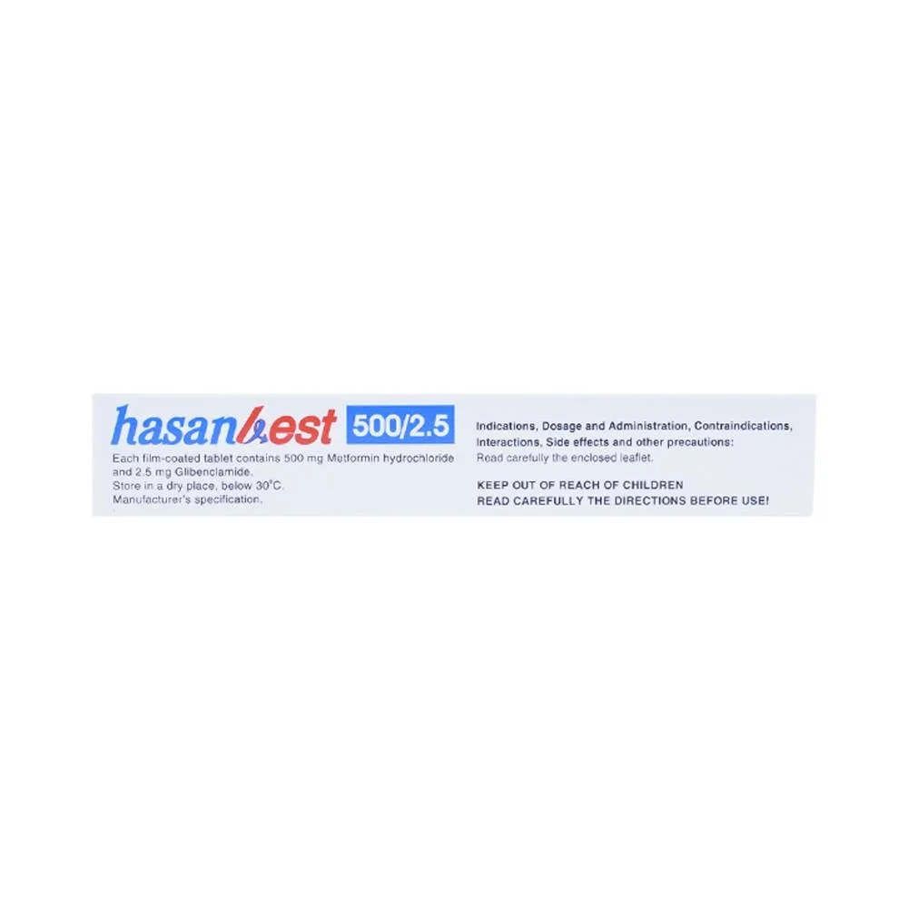 Hình ảnh Thuốc Hasanbest 500/2,5 Hasan điều trị đái tháo đường típ 2 (2 vỉ x 15 viên)