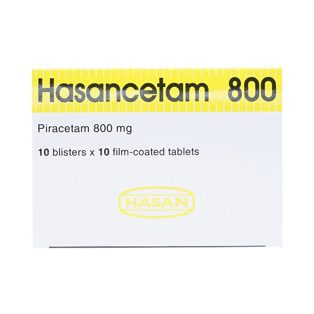 Hình ảnh Thuốc Hasancetam 800 Hasan điều trị rối loạn chức năng não, suy giảm trí nhớ (10 vỉ x 10 viên)