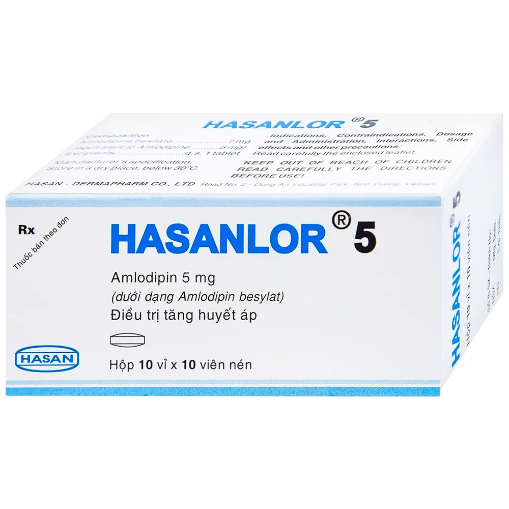 Hình ảnh Thuốc Hasanlor 5 Hasan điều trị tăng huyết áp, đau thắt ngực (10 vỉ x 10 viên)