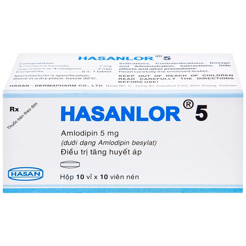 Hình ảnh Thuốc Hasanlor 5 Hasan điều trị tăng huyết áp, đau thắt ngực (10 vỉ x 10 viên)