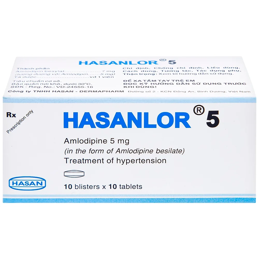 Hình ảnh Thuốc Hasanlor 5 Hasan điều trị tăng huyết áp, đau thắt ngực (10 vỉ x 10 viên)