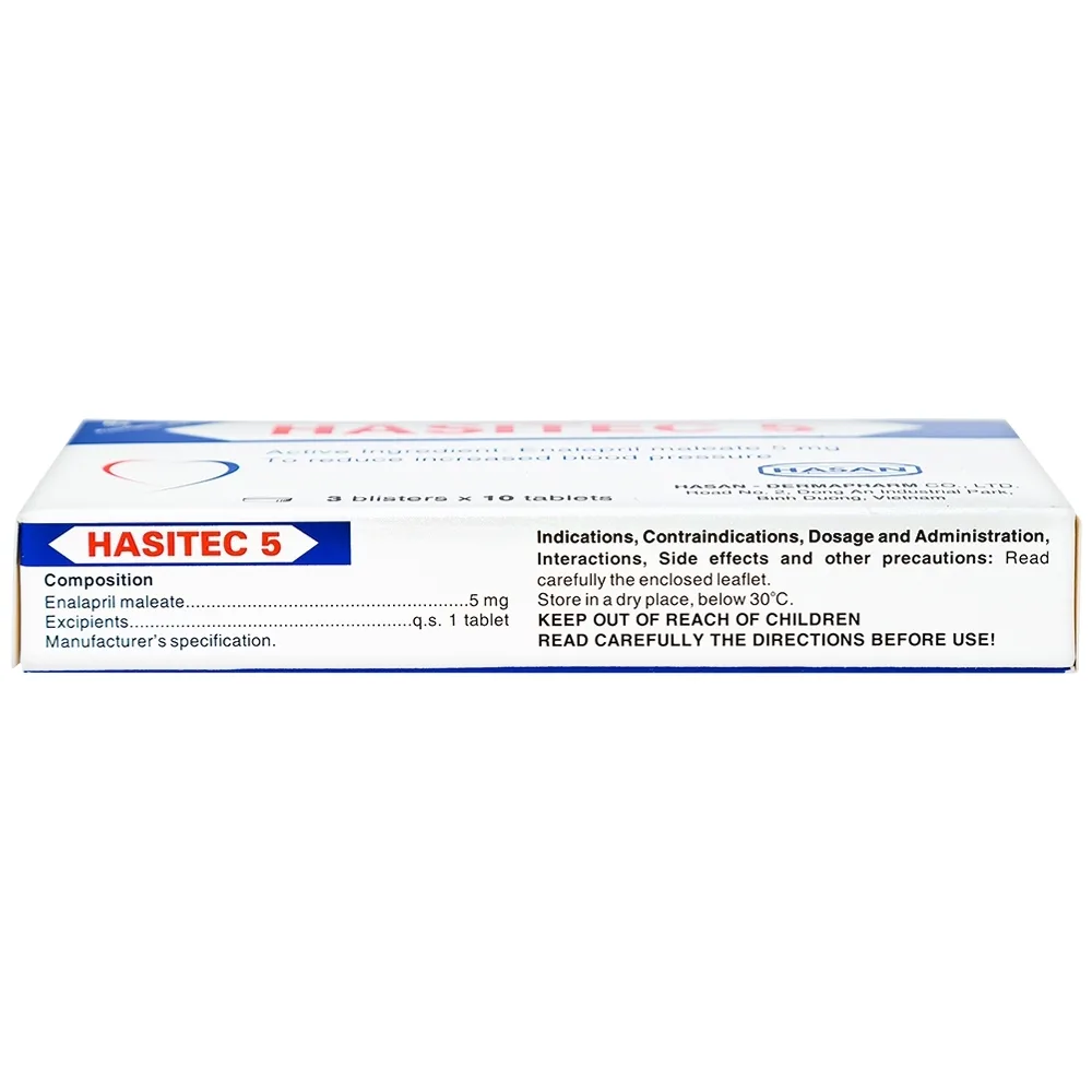Hình ảnh Thuốc Hasitec 5 Hasan điều trị tăng huyết áp, suy tim (3 vỉ x 10 viên)