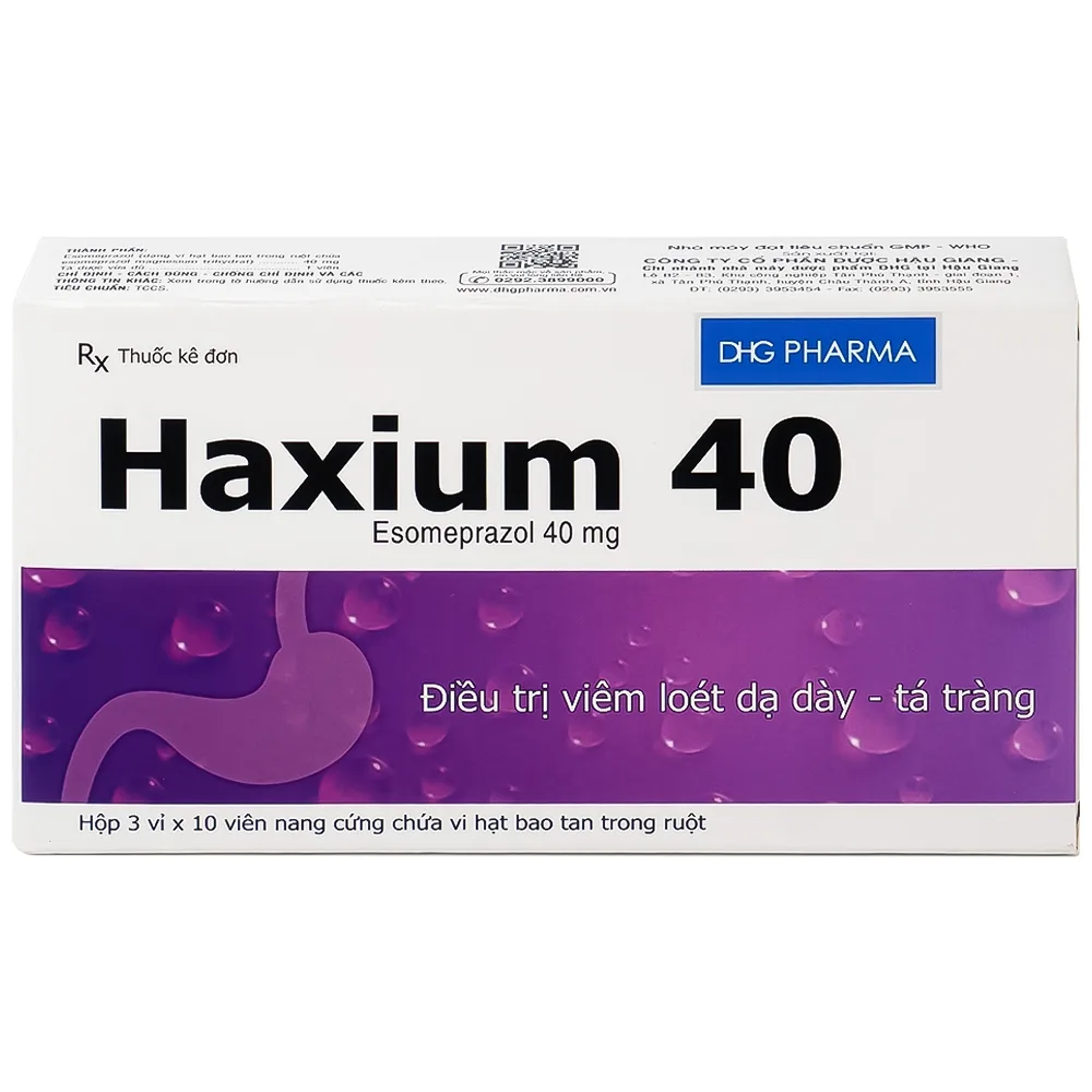 Hình ảnh Thuốc Haxium 40 DHG hỗ trợ phòng và điều trị loét dạ dày - tá tràng (3 vỉ x 10 viên)