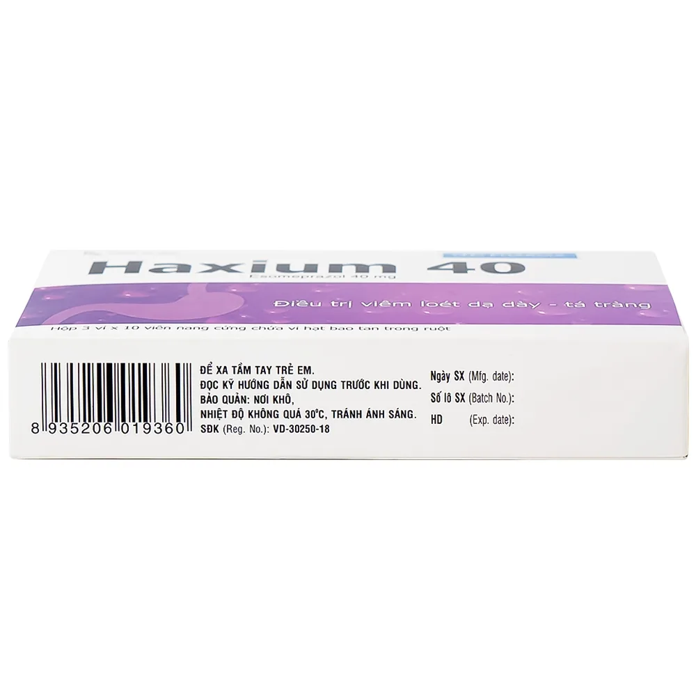 Hình ảnh Thuốc Haxium 40 DHG hỗ trợ phòng và điều trị loét dạ dày - tá tràng (3 vỉ x 10 viên)