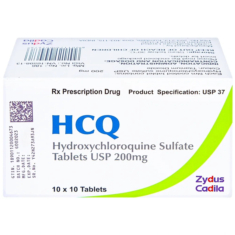Hình ảnh Thuốc HCQ 200mg Zydus Cadila điều trị sốt rét cấp tính, lupus ban đỏ (10 vỉ x 10 viên)