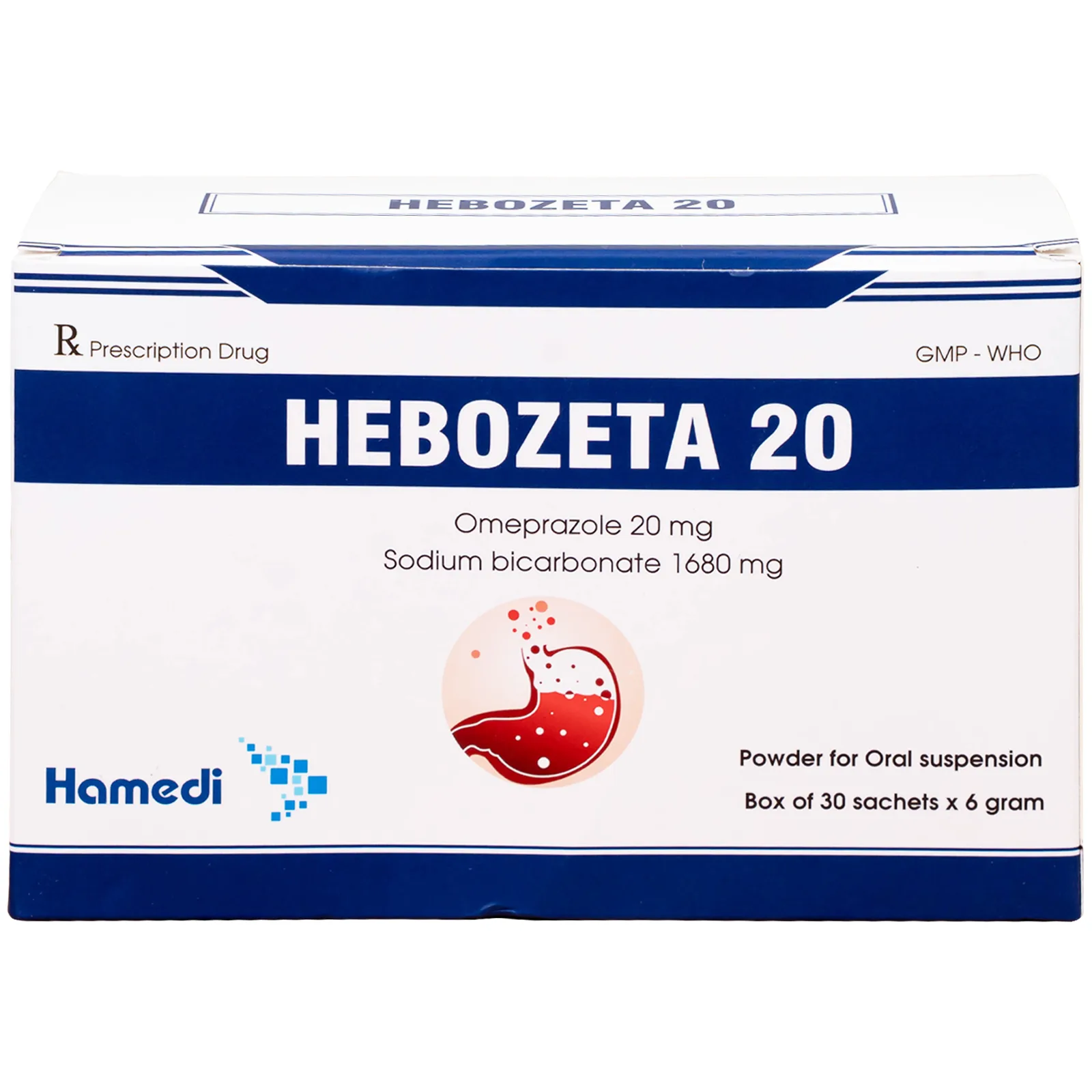 Hình ảnh Thuốc Hebozeta 20 Hamedi điều trị ngắn hạn loét tá tràng tiến triển (30 gói)