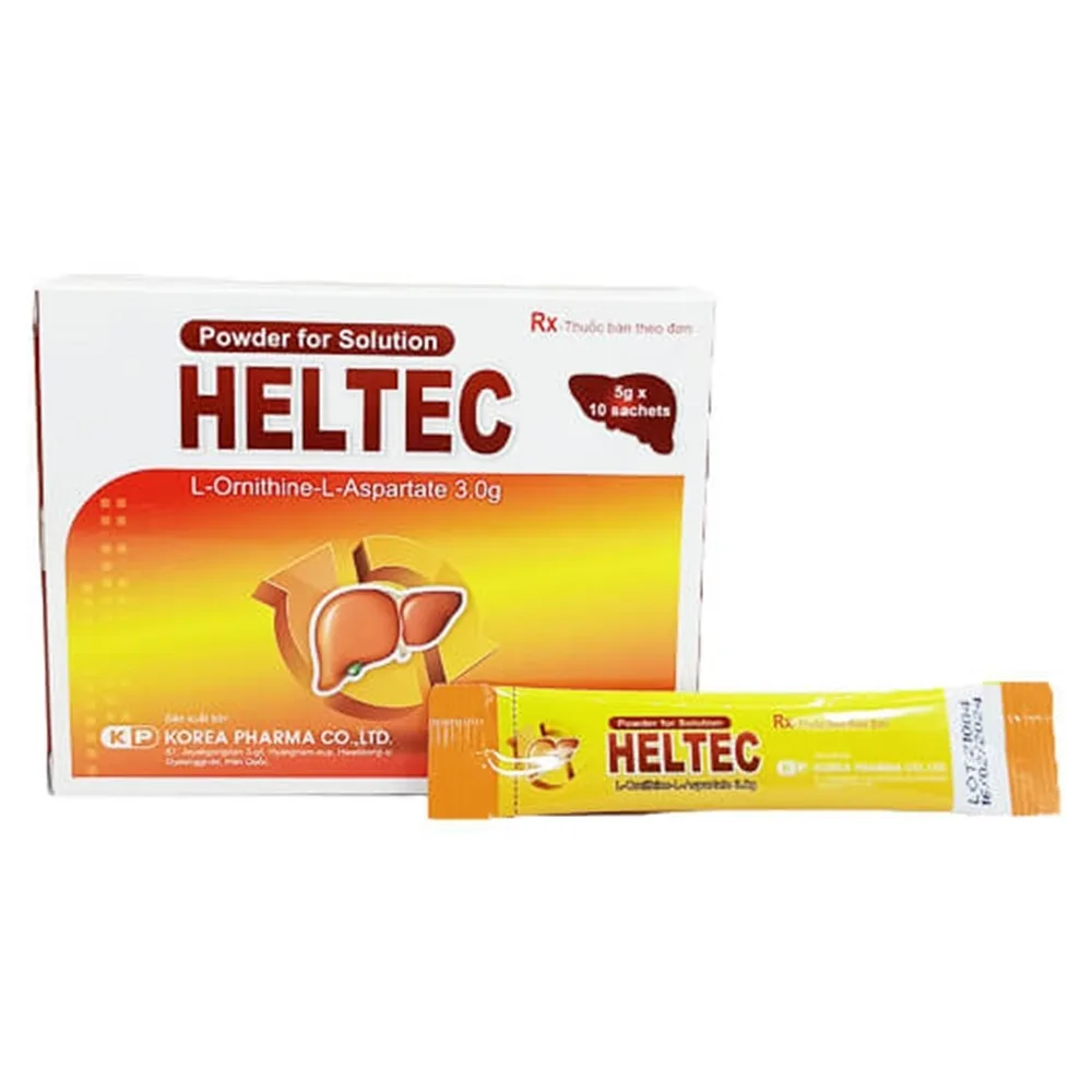 Hình ảnh Bột pha dung dịch uống Heltec 3g Korea điều trị giảm chức năng giải độc của gan, bệnh não gan tiềm ẩn (10 gói x 5g)