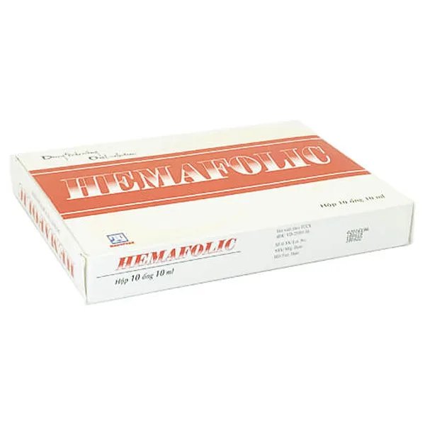 Hình ảnh Dung dịch Hemafolic 100mg điều trị thiếu máu do thiếu sắt, thiếu acid folic (10 ống x 10 ml)