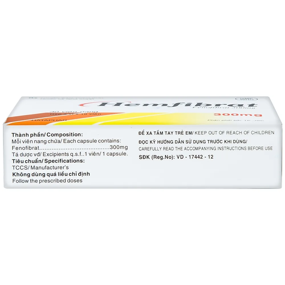 Hình ảnh Thuốc Hemfibrat 300mg Hà Tây điều trị chứng tăng cholesterol máu (3 vỉ x 10 viên)
