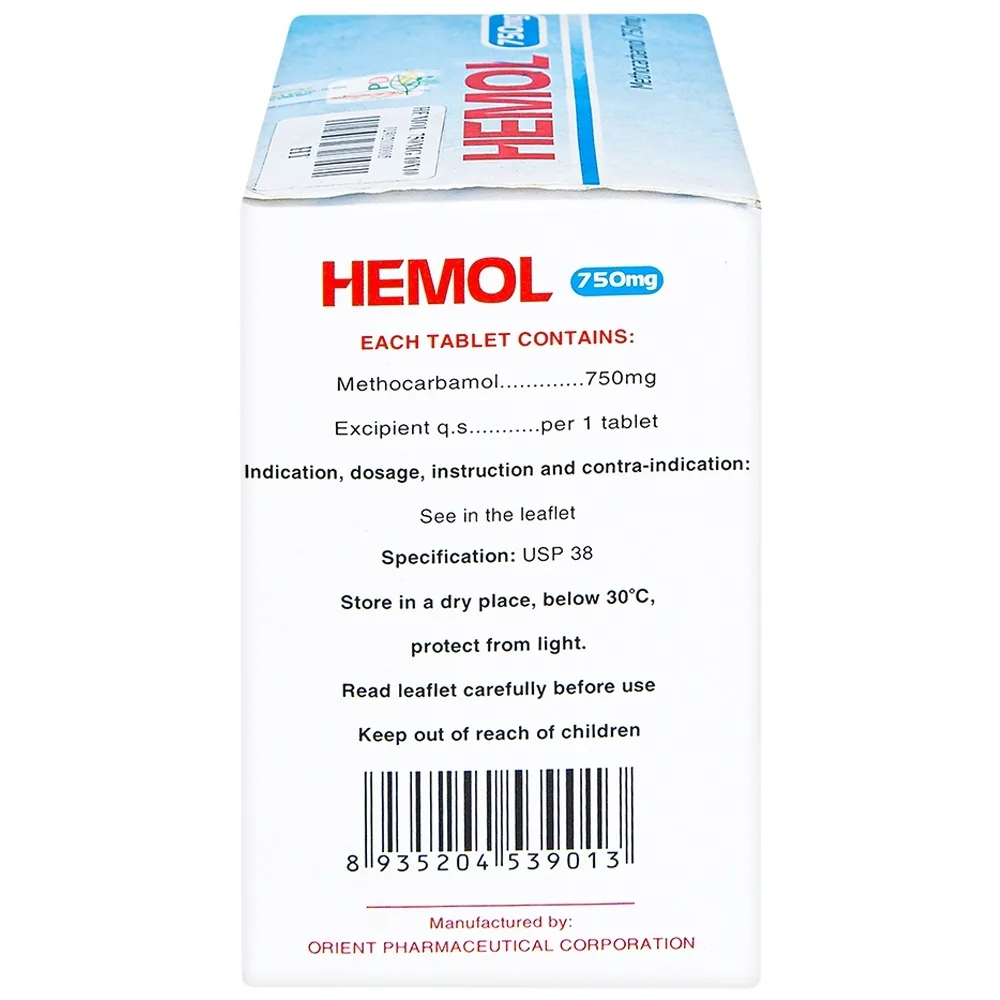 Hình ảnh Thuốc Hemol 750mg Phương Đông điều trị ngắn hạn rối loạn cơ xương cấp (10 vỉ x 10 viên)
