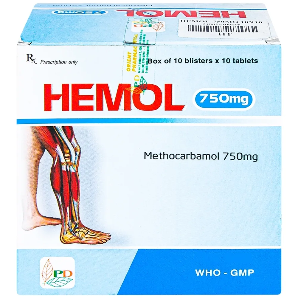 Hình ảnh Thuốc Hemol 750mg Phương Đông điều trị ngắn hạn rối loạn cơ xương cấp (10 vỉ x 10 viên)
