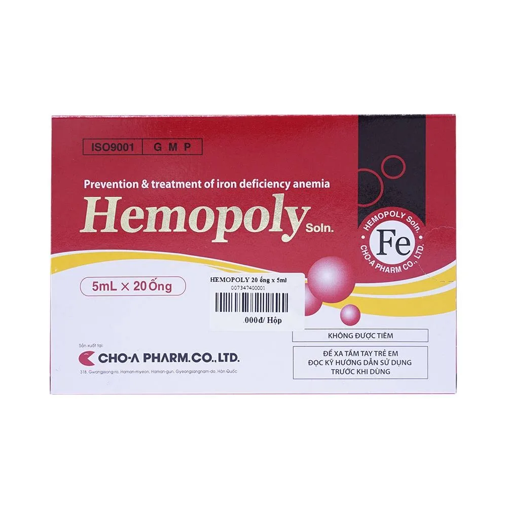 Hình ảnh Dung dịch uống Hemopoly ngăn ngừa và điều trị thiếu máu do thiếu sắt (20 ống x 5ml)