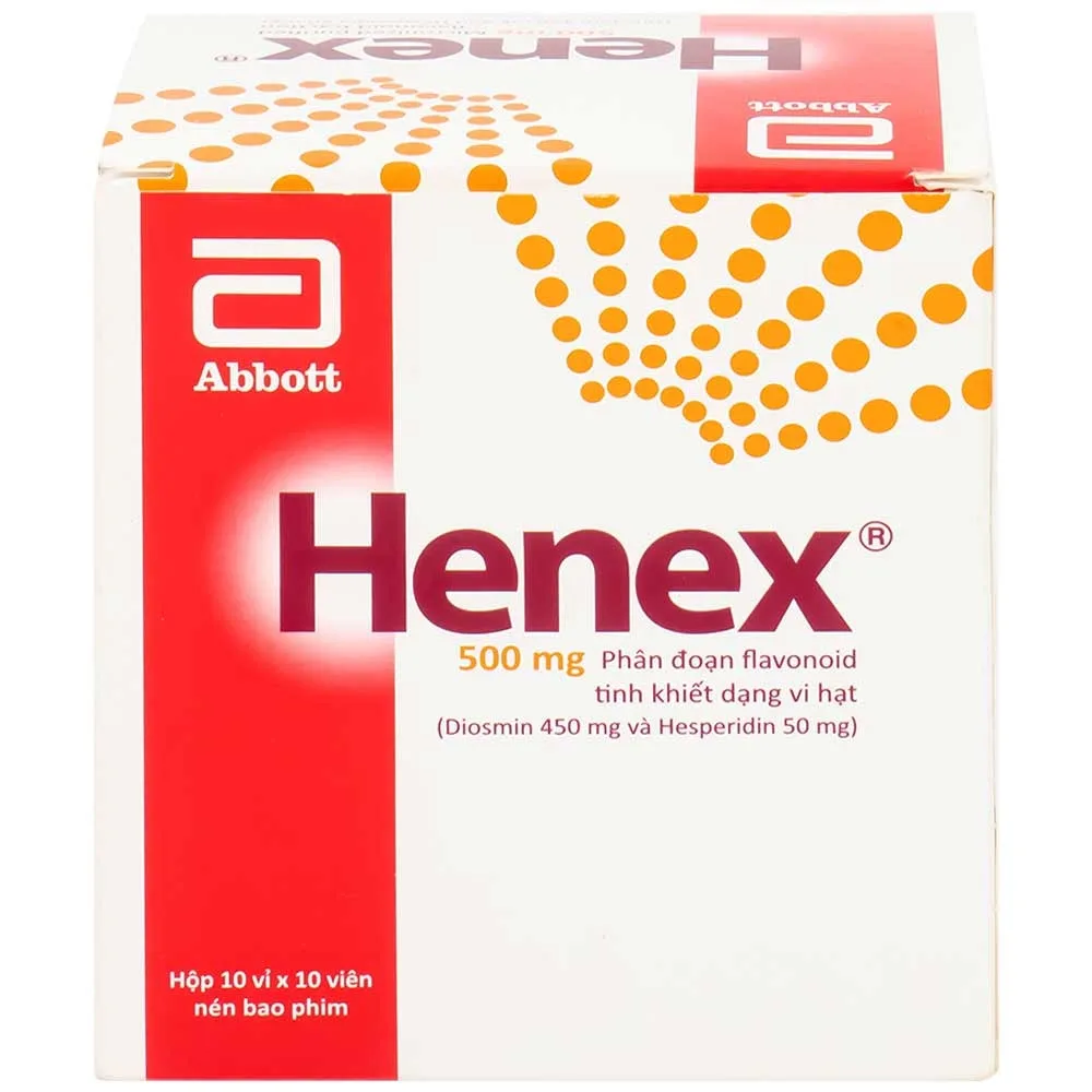 Hình ảnh Thuốc Henex 500mg Abbott điều trị suy tĩnh mạch - mạch bạch huyết, cơn trĩ cấp (10 vỉ x 10 viên)