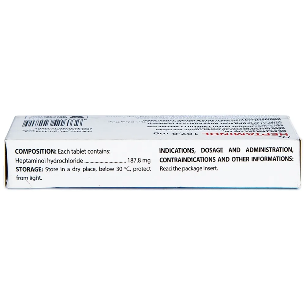 Hình ảnh Thuốc Heptaminol 187,8mg điều trị triệu chứng trong hạ huyết áp tư thế (2 vỉ x 10 viên)