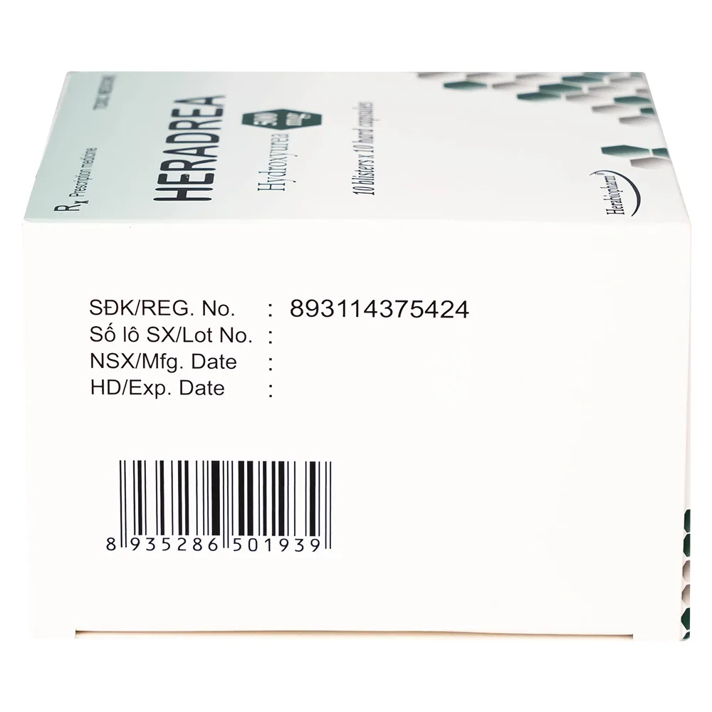 Hình ảnh Thuốc Heradrea 500 Herabiopharm điều trị bệnh bạch cầu dòng tủy mạn tính (10 vỉ x 10 viên)