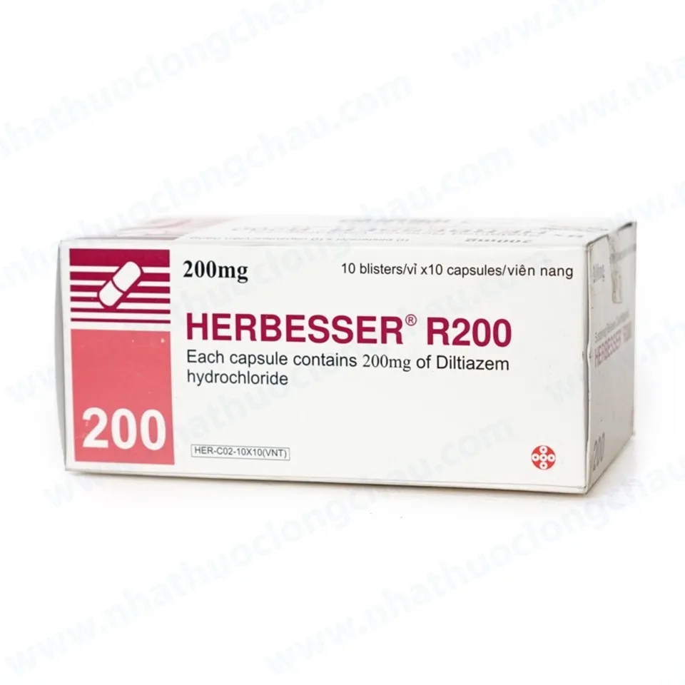 Hình ảnh Thuốc Herbesser R200 điều trị tăng huyết áp vô căn, đau thắt ngực ổn định (10 vỉ x 10 viên)