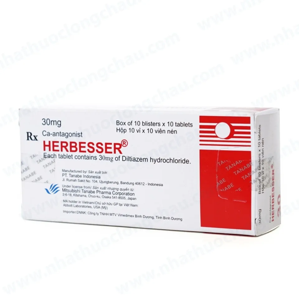 Hình ảnh Thuốc Herbesser 30mg điều trị cao huyết áp vô căn, đau thắt ngực (10 vỉ x 10 viên)