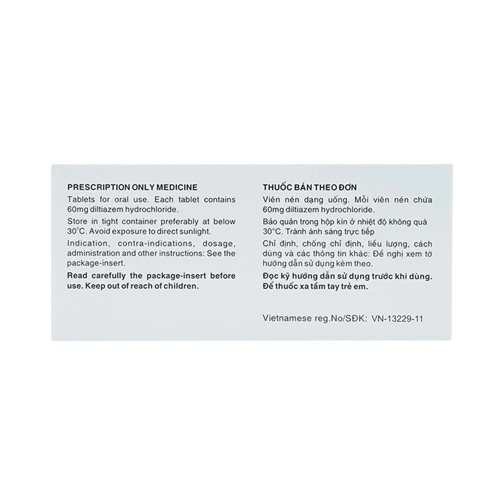 Hình ảnh Thuốc Herbesser 60mg điều trị cao huyết áp vô căn, đau thắt ngực (10 vỉ x 10 viên)
