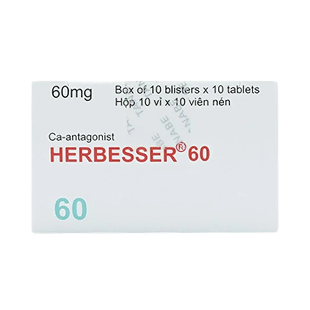 Hình ảnh Thuốc Herbesser 60mg điều trị cao huyết áp vô căn, đau thắt ngực (10 vỉ x 10 viên)
