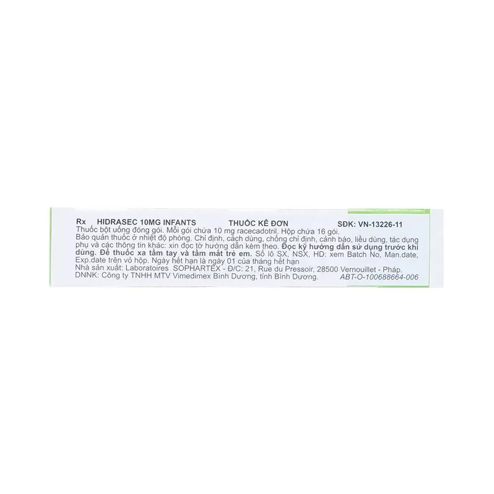 Hình ảnh Thuốc bột Hidrasec 10mg điều trị tiêu chảy cấp ở trẻ (16 gói)