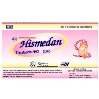 Hình ảnh Thuốc Hismedan 20mg Khánh Hòa điều trị triệu chứng đau thắt ngực ổn định không được kiểm soát đầy đủ (2 vỉ x 20 viên)