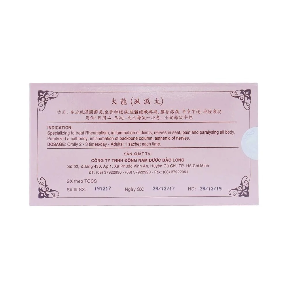 Hình ảnh Thuốc Hỏa Long Bảo Long điều trị phong thấp, viêm khớp (10 gói x 4g)