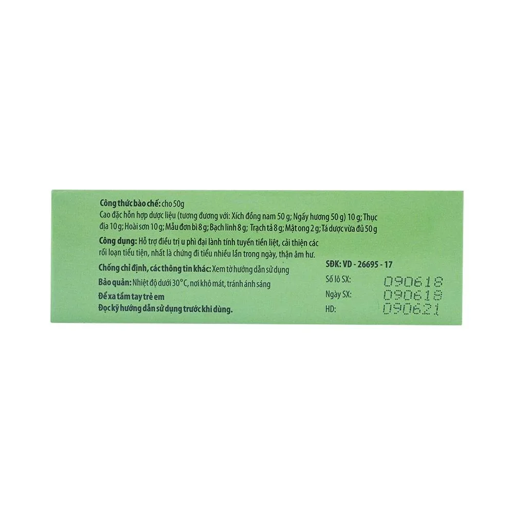 Hình ảnh Thuốc Hoàn Xích Hương Hadiphar điều trị u phì đại lành tính tuyến tiền liệt (10 gói)