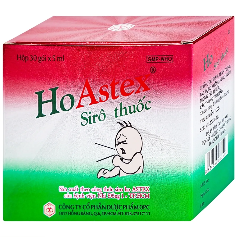 Hình ảnh Siro HoAstex OPC điều trị ho, giảm ho trong viêm họng, viêm phế quản (30 gói x 5ml)