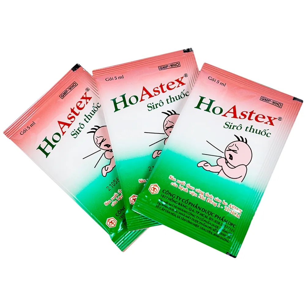 Hình ảnh Siro HoAstex OPC điều trị ho, giảm ho trong viêm họng, viêm phế quản (30 gói x 5ml)