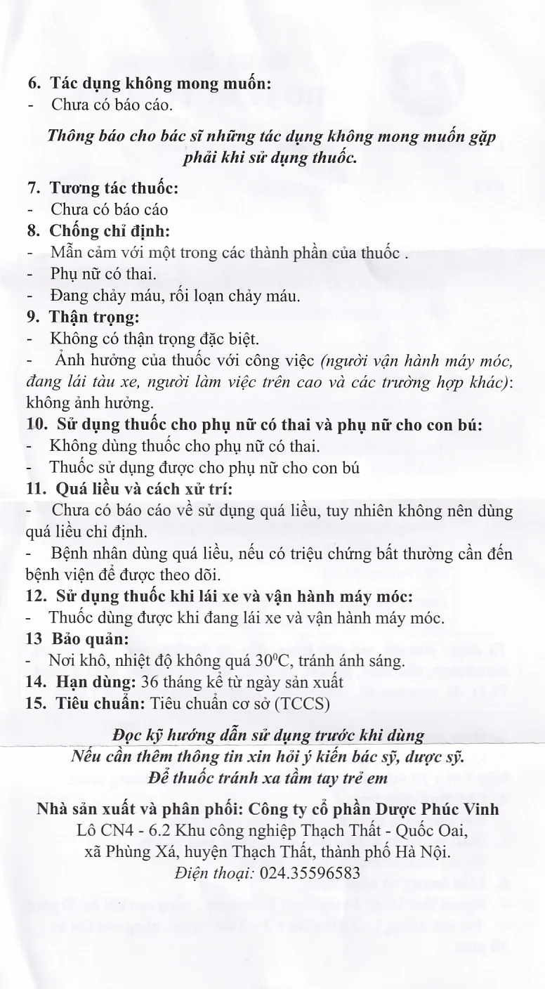 Hình ảnh Thuốc Hoạt Huyết CM3 Phúc Vinh điều trị rối loạn tuần hoàn não do xơ vữa mạch máu (3 vỉ x 10 viên)
