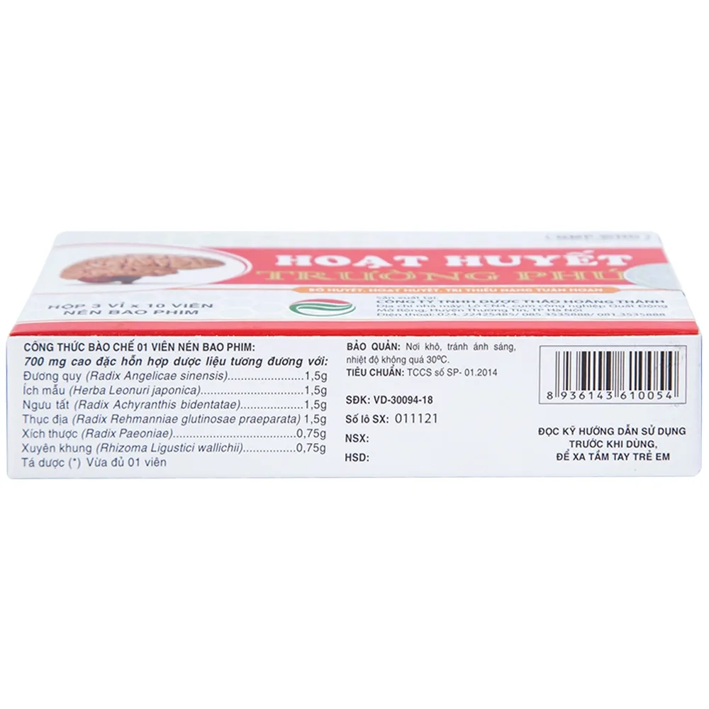 Hình ảnh Thuốc Hoạt Huyết Trường Phúc giúp hoạt huyết, trị thiếu năng tuần hoàn (3 vỉ x 10 viên)