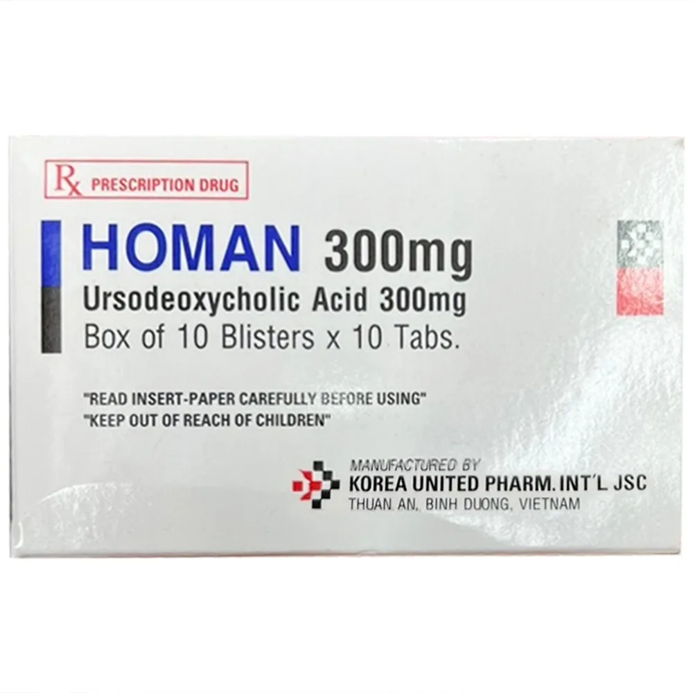 Hình ảnh Thuốc Homan 300mg Korea United điều trị xơ gan ứ mật nguyên phát (10 vỉ x 10 viên)