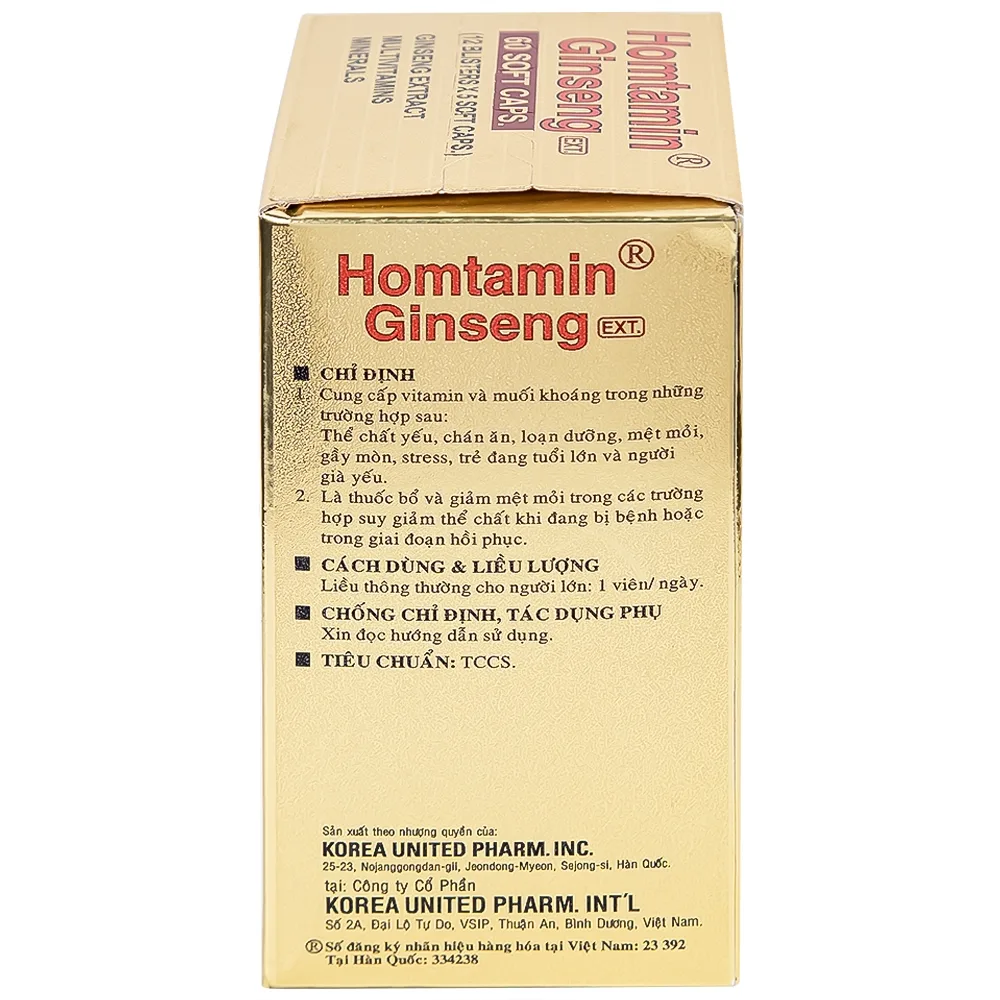 Hình ảnh Thuốc Homtamin Ginseng Korea United cung cấp vitamin và muối khoáng (12 vỉ x 5 viên)