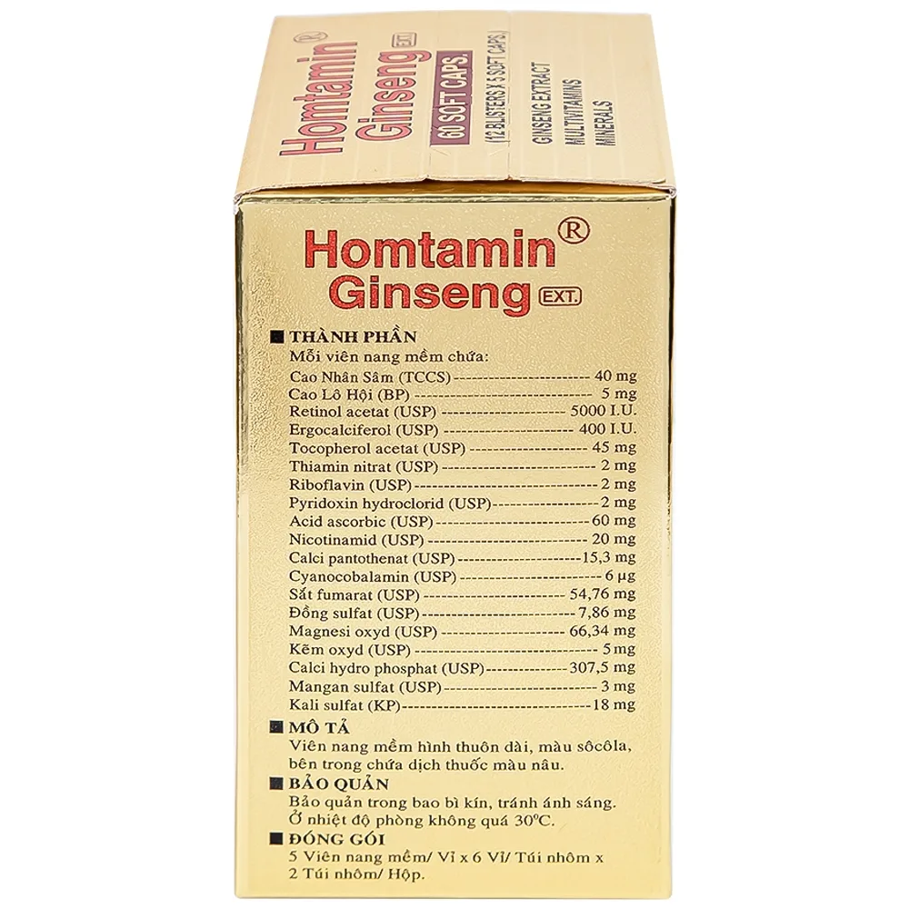 Hình ảnh Thuốc Homtamin Ginseng Korea United cung cấp vitamin và muối khoáng (12 vỉ x 5 viên)