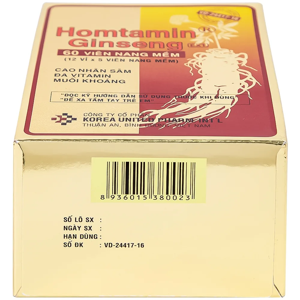 Hình ảnh Thuốc Homtamin Ginseng Korea United cung cấp vitamin và muối khoáng (12 vỉ x 5 viên)