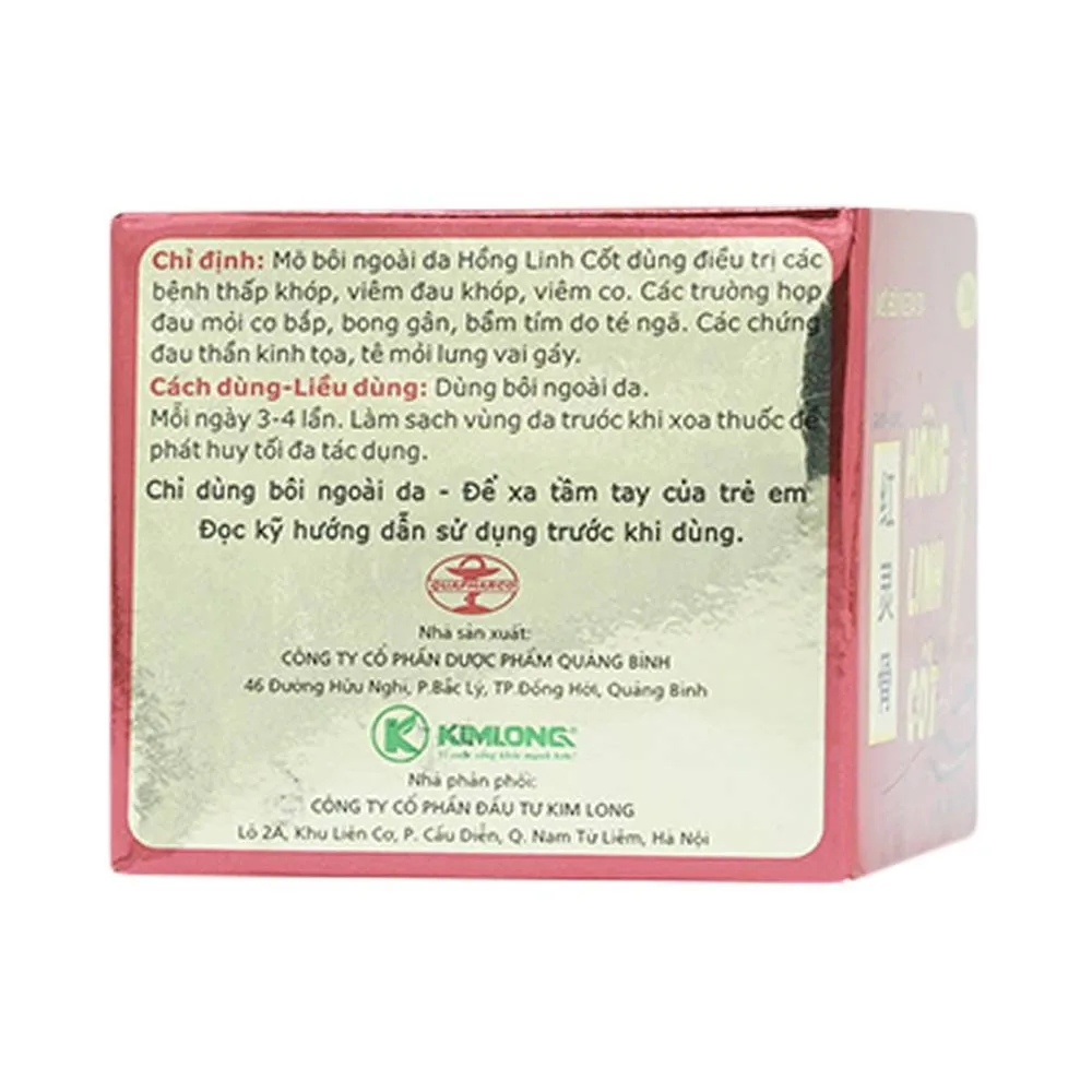 Hình ảnh Cao Hồng Linh Cốt Quapharco điều trị bệnh thấp khớp, viêm đau khớp (20g)