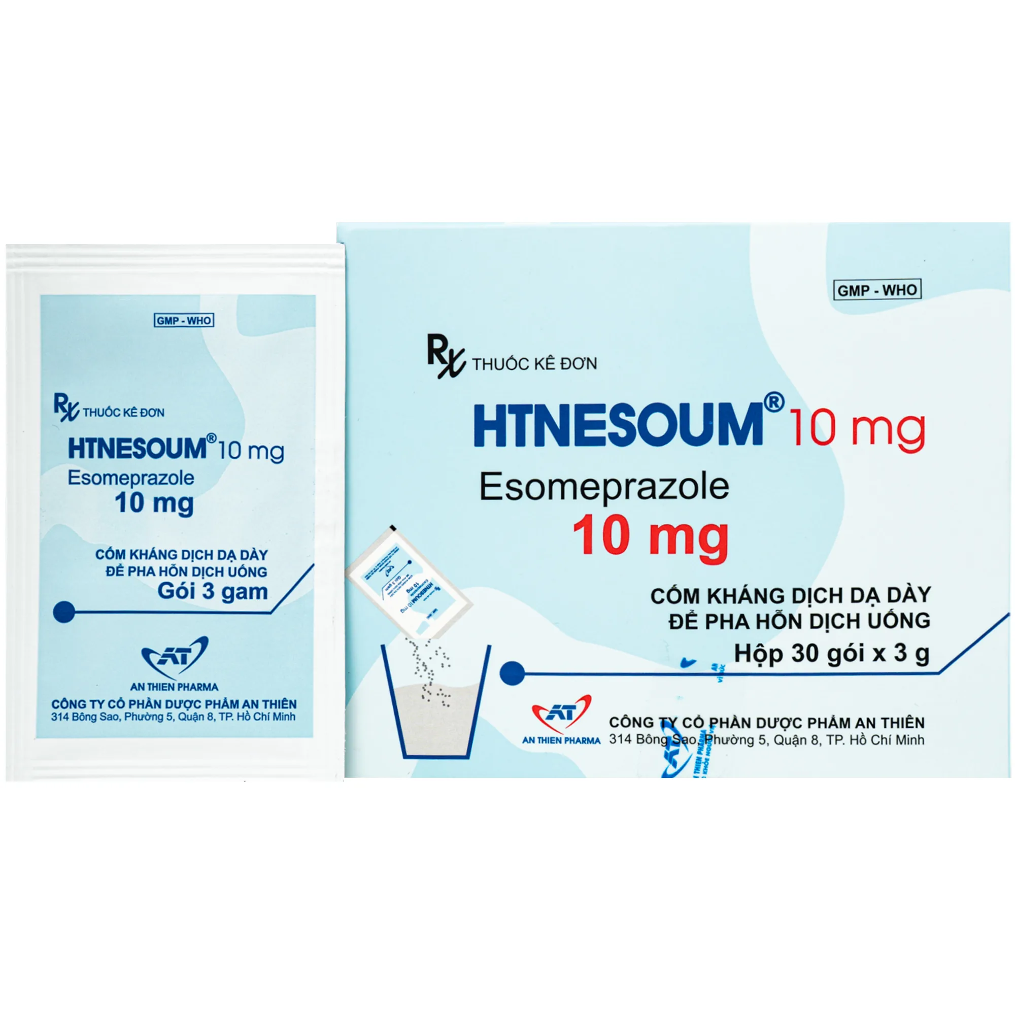 Hình ảnh Thuốc HTNESOUM 10mg An Thiên điều trị bệnh dạ dày, thực quản ( 30 gói x 3g)
