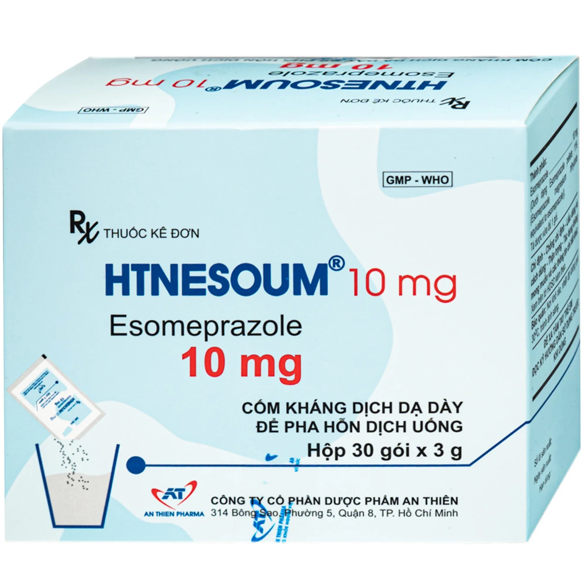 Hình ảnh Thuốc HTNESOUM 10mg An Thiên điều trị bệnh dạ dày, thực quản ( 30 gói x 3g)