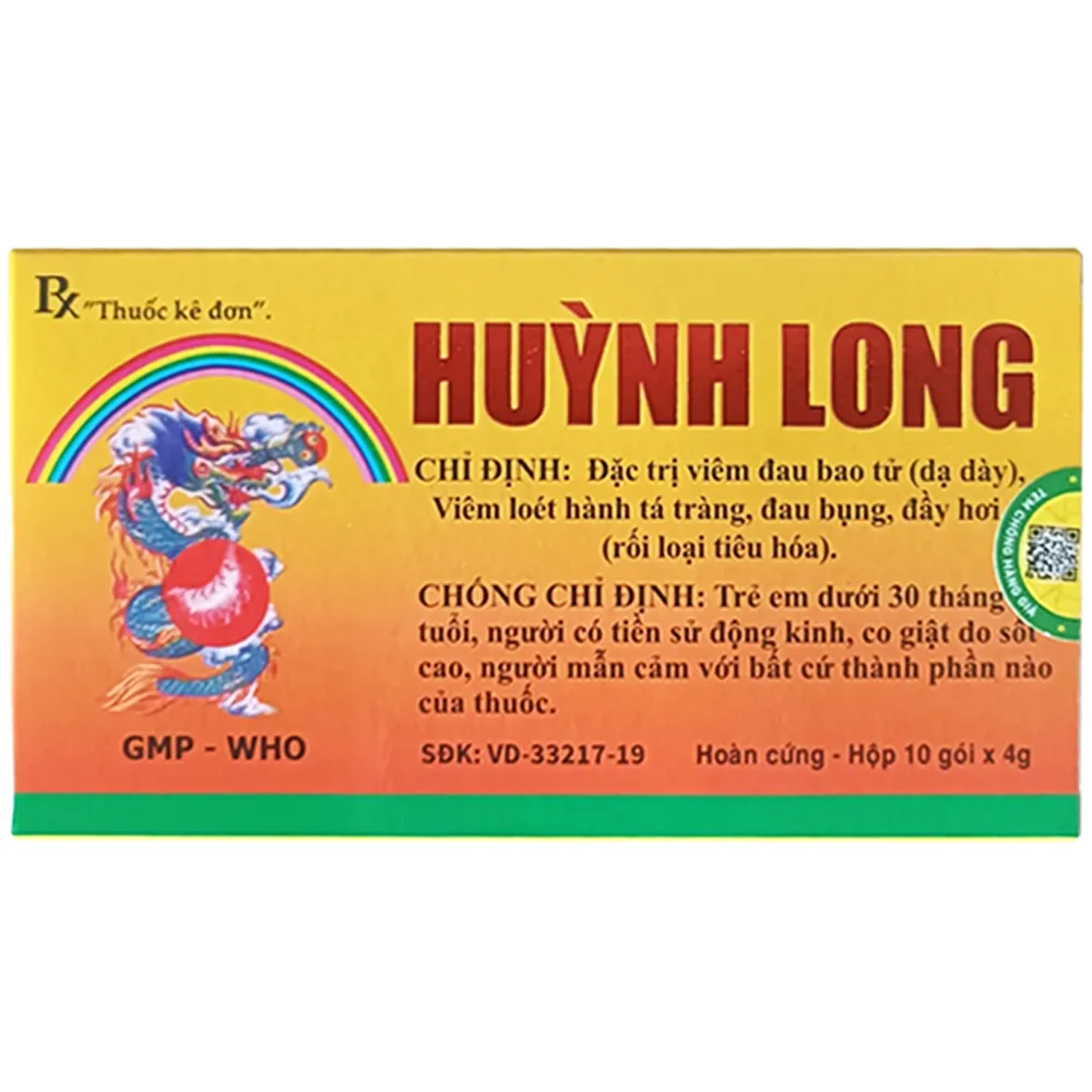 Hình ảnh Thuốc Huỳnh Long Vị Thống Hoàn Bảo Long đặc trị viêm đau bao tử, viêm loét hành tá tràng (10 gói x 4g)