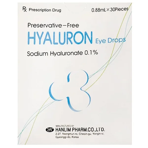 Hình ảnh Thuốc nhỏ mắt Hyaluron Eye Drops 0,1% Hanlim giảm khô mắt (30 ống x 0.88ml)