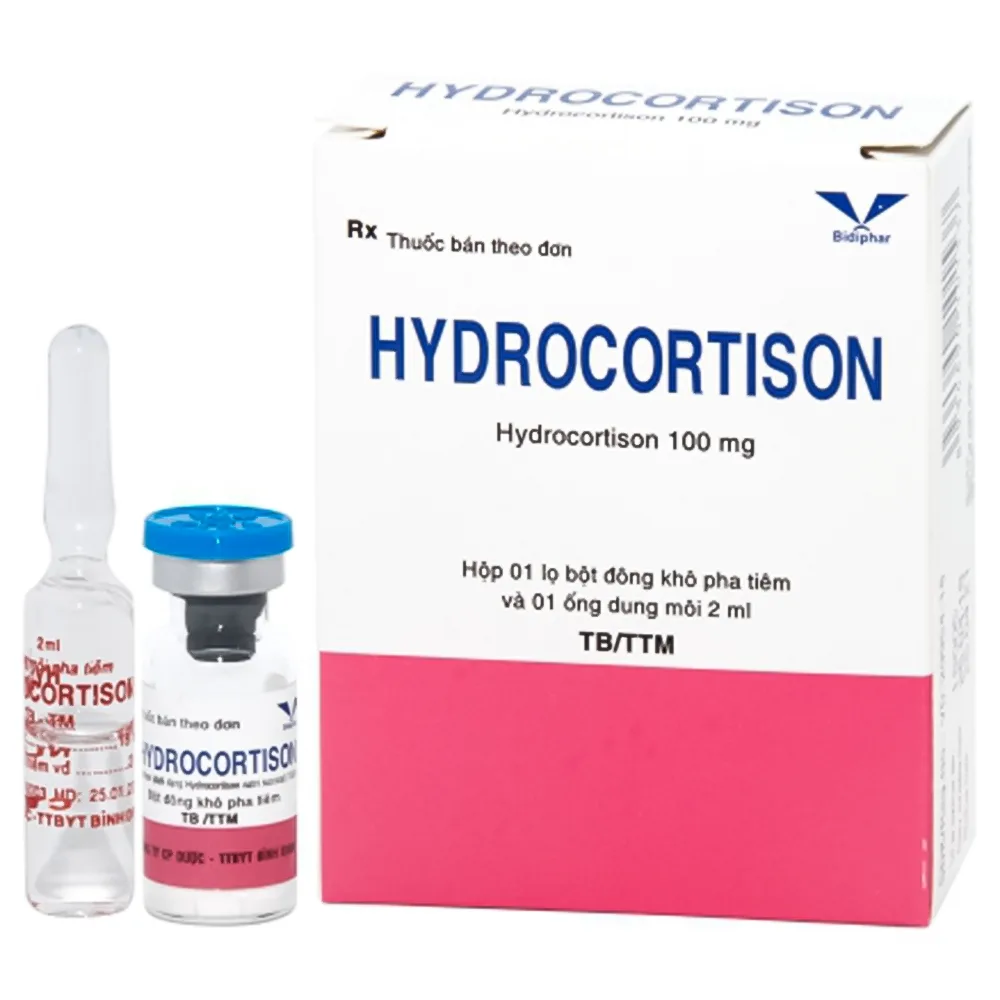 Hình ảnh Bột pha tiêm Hydrocortison Bidiphar giúp chống viêm, chống dị ứng, chống ngứa (1 ống x 2ml)