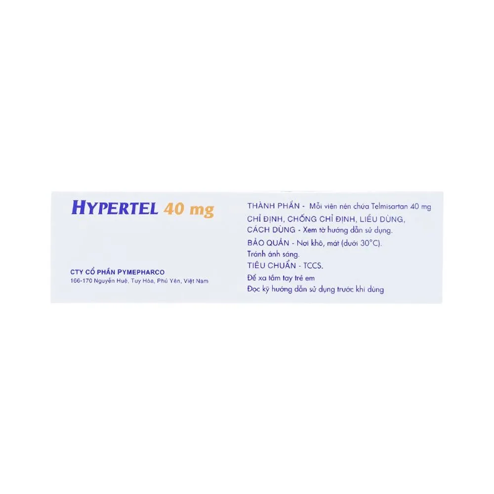 Hình ảnh Thuốc Hypertel 40mg Pymepharco điều trị cao huyết áp vô căn (4 vỉ x 7 viên) 
