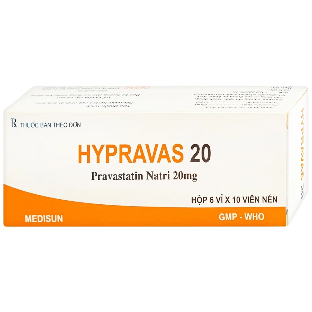 Hình ảnh Thuốc Hypravas 20 Medisun điều trị tăng cholesterol máu, xơ vữa động mạch (6 vỉ x 10 viên)