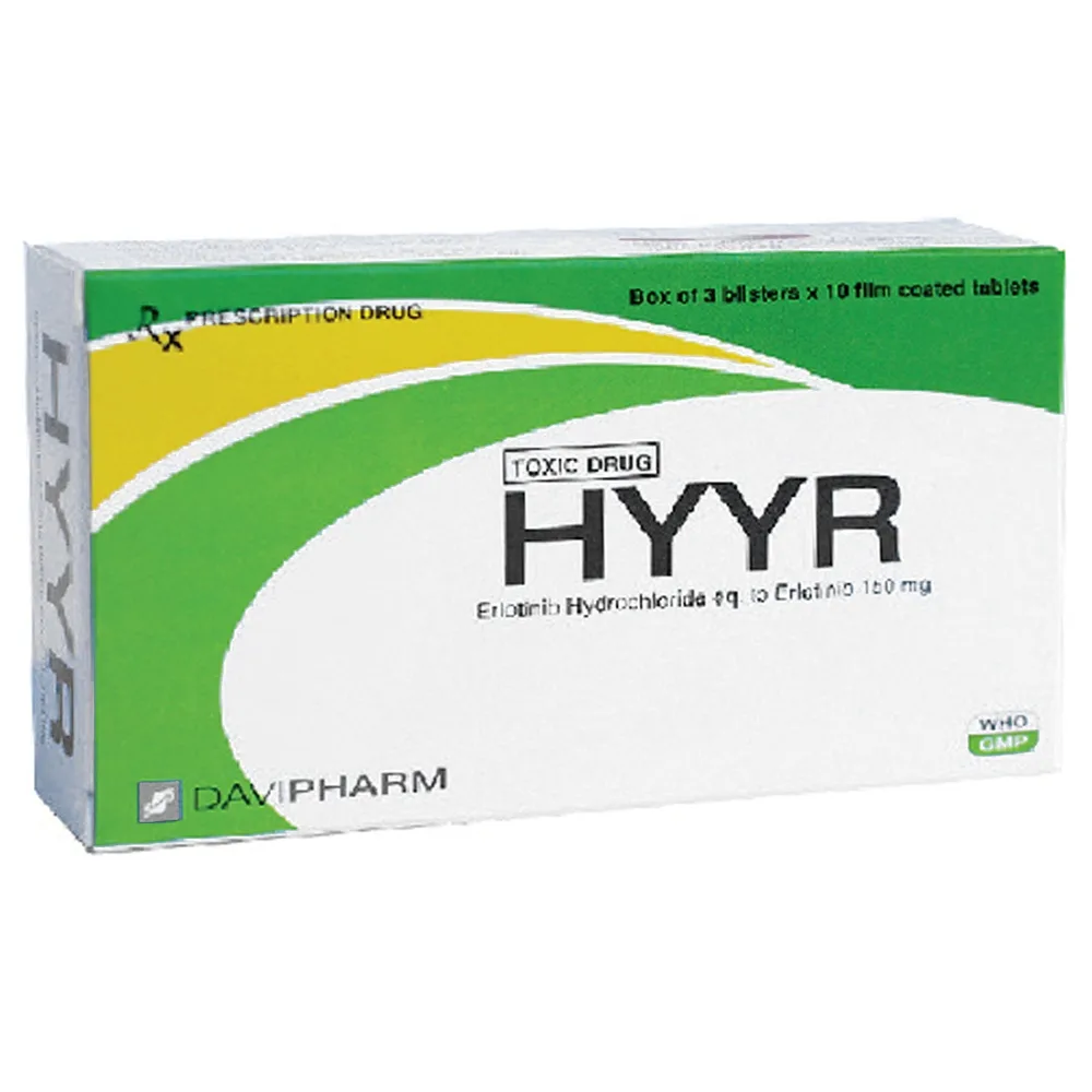 Hình ảnh Thuốc Hyyr 150mg Davipharm điều trị ung thư phổi không phải tế bào nhỏ (3 vỉ x 10 viên)