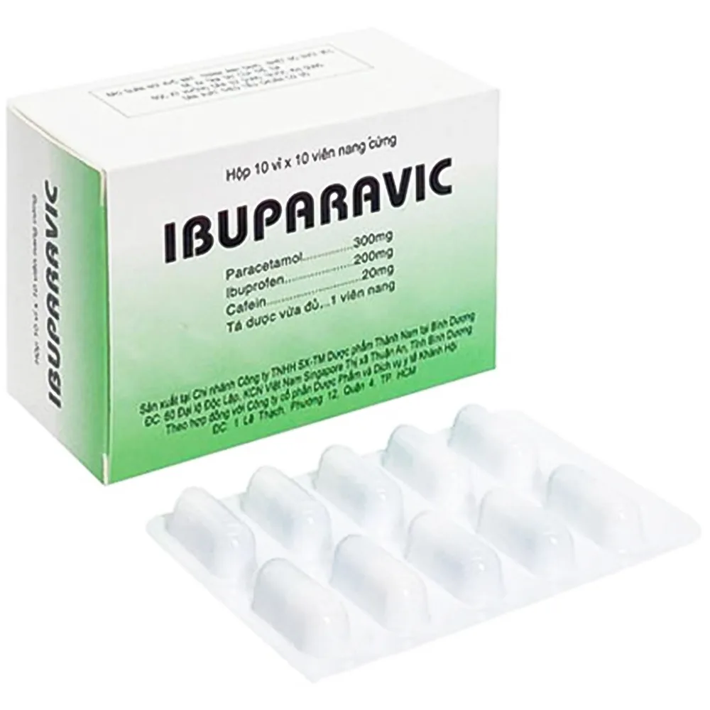 Hình ảnh Thuốc Ibuparavic Thành Nam giảm nhức đầu, đau răng, đau họng, đau lưng, đau cơ (10 vỉ x 10 viên)