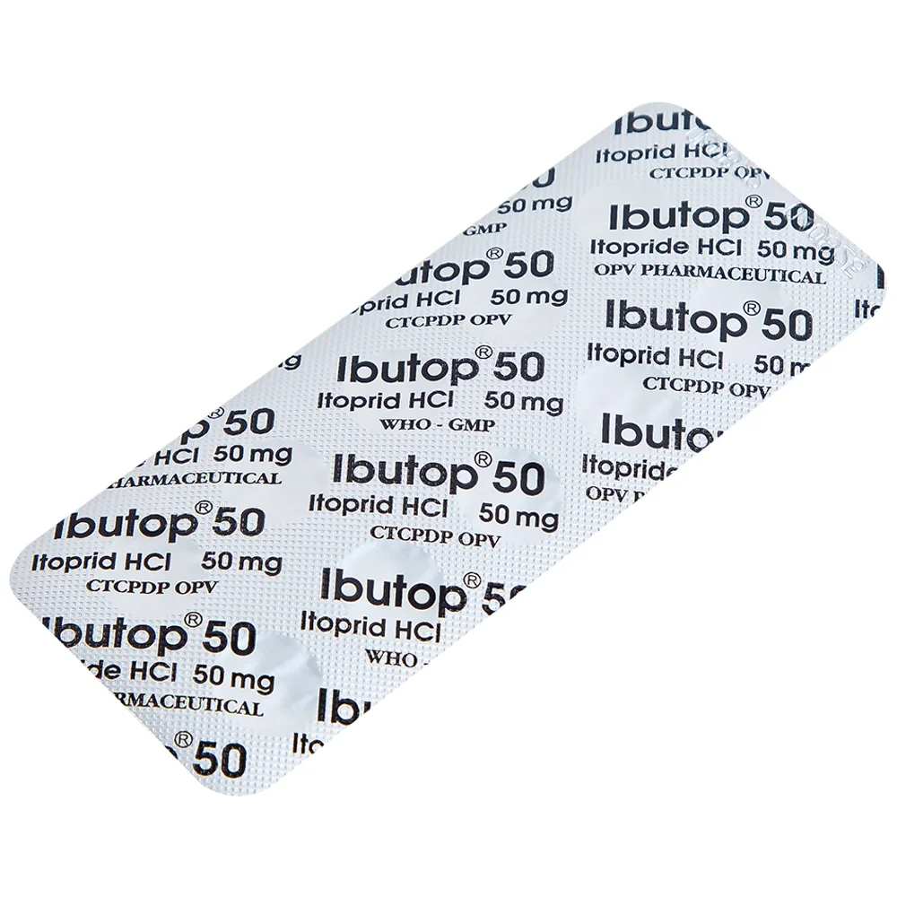 Hình ảnh Thuốc Ibutop 50 OPV điều trị viêm dạ dày, chướng bụng, đau bụng, chán ăn, ợ nóng (2 vỉ x 10 viên)