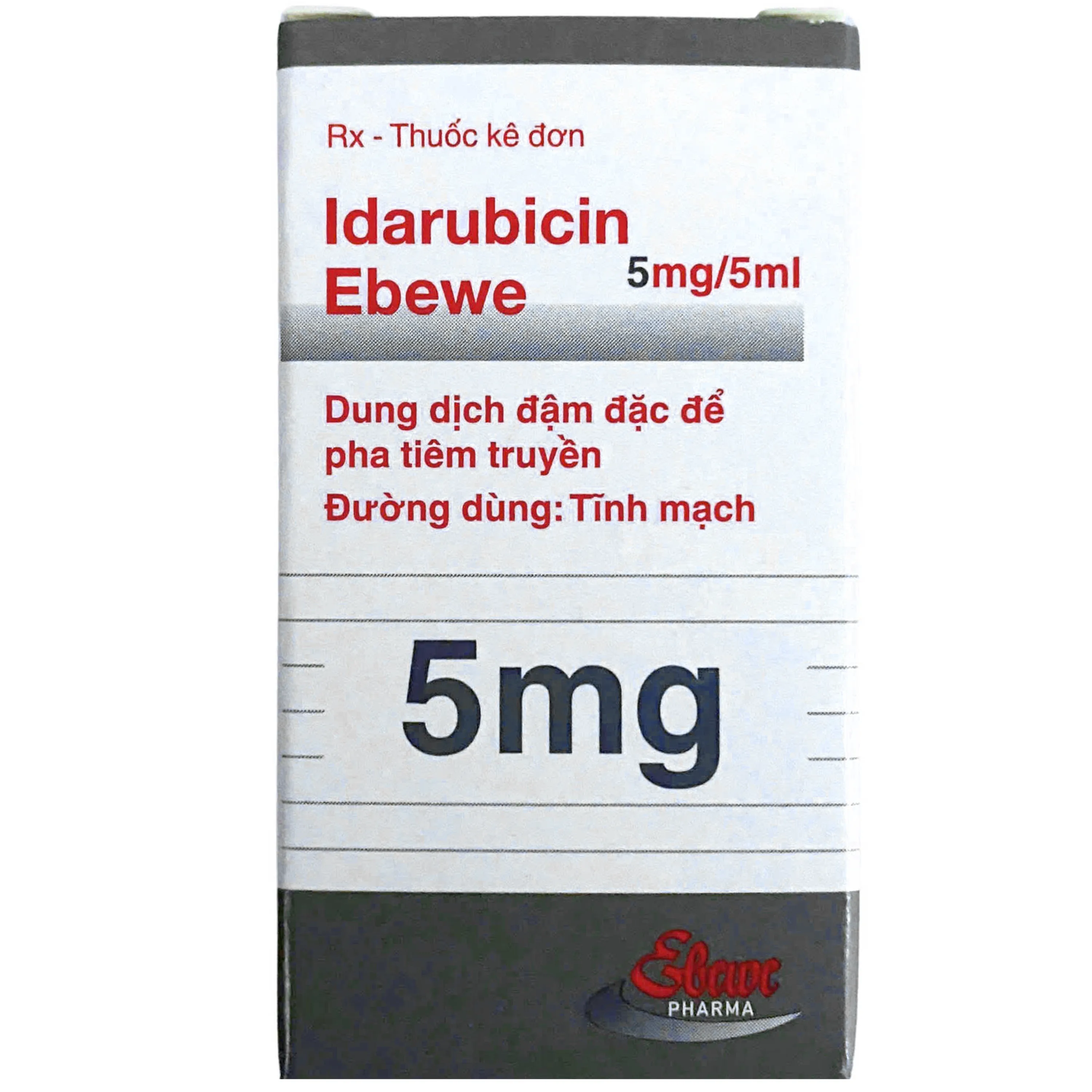 Hình ảnh Thuốc Idarubicin 5mg Ebewe Trị ung thư bạch cầu cấp dòng tủy (Hộp 5ml)