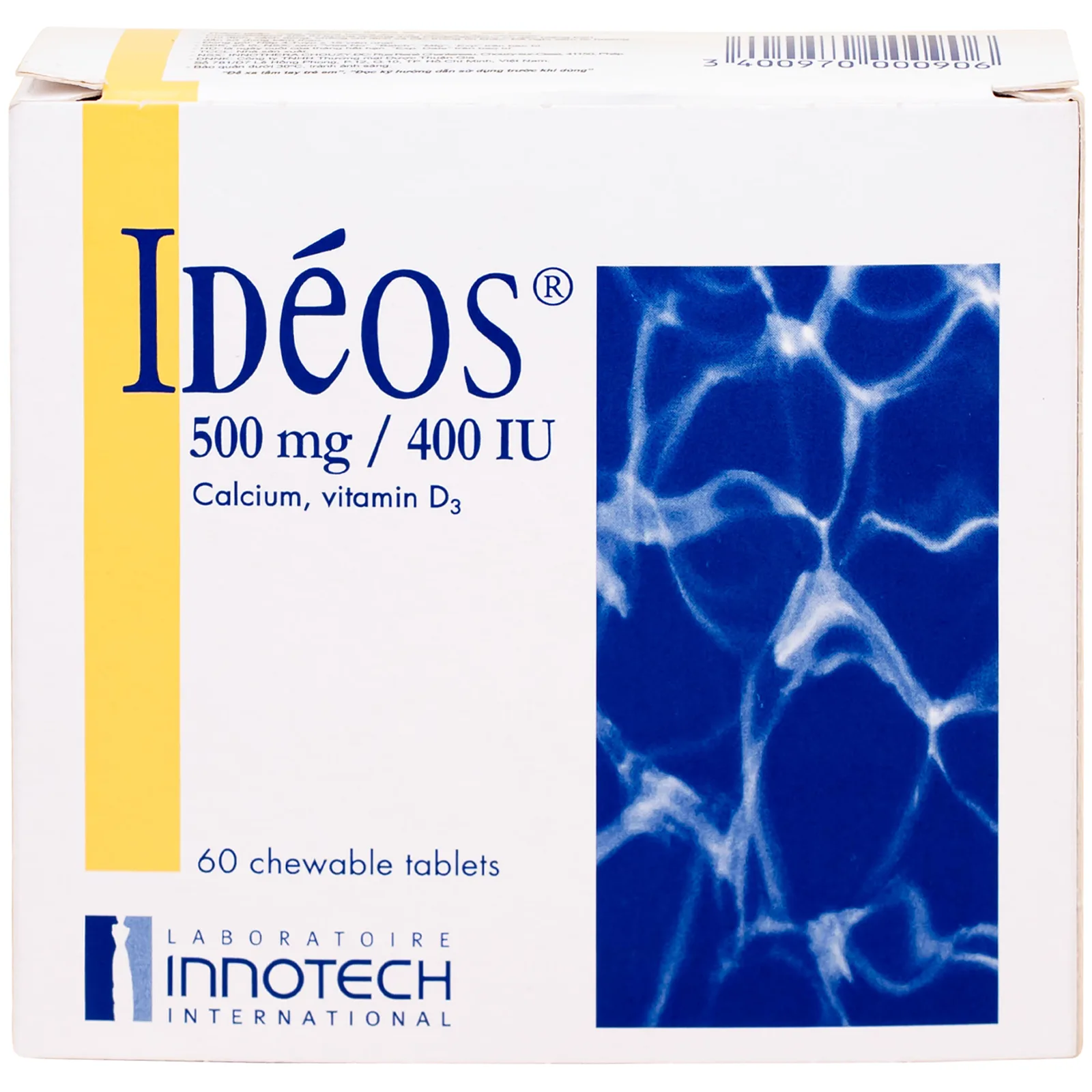 Hình ảnh Thuốc Idéos 500mg/400IU Innotech bổ sung Vitamin D và Canxi, điều trị bệnh loãng xương (4 tuýp x 15 viên)