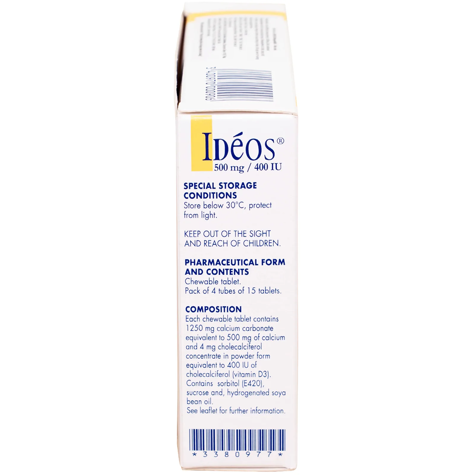 Hình ảnh Thuốc Idéos 500mg/400IU Innotech bổ sung Vitamin D và Canxi, điều trị bệnh loãng xương (4 tuýp x 15 viên)