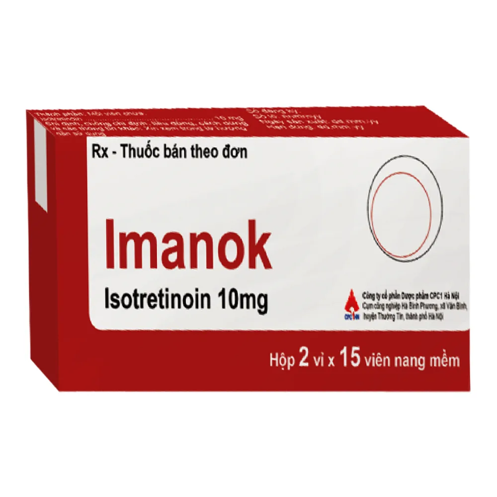 Hình ảnh Thuốc Imanok Isotretinoin 10mg CPC1HN điều trị mụn trứng cá nặng (2 vỉ x 15 viên)